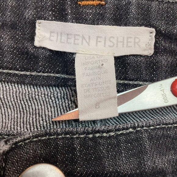 Eileen Fisher Black Slim Straight Jeans Womans 8 - Picture 10 of 11